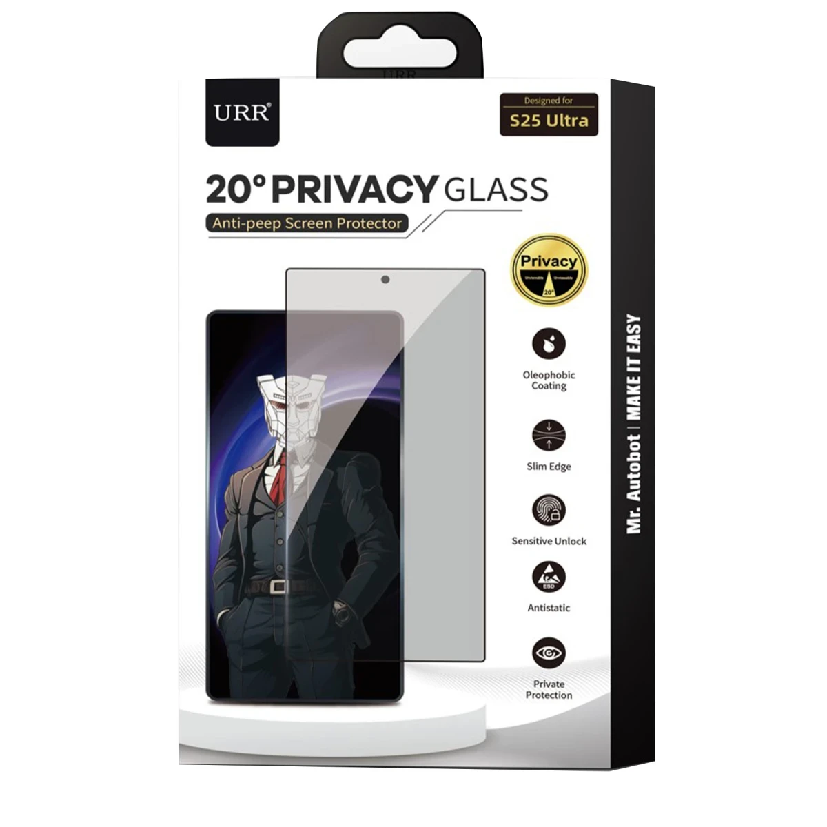 URR Samsung Galaxy S24 FE 2.5D HD 20º Privacy Cam Ekran Koruyucu - Siyah