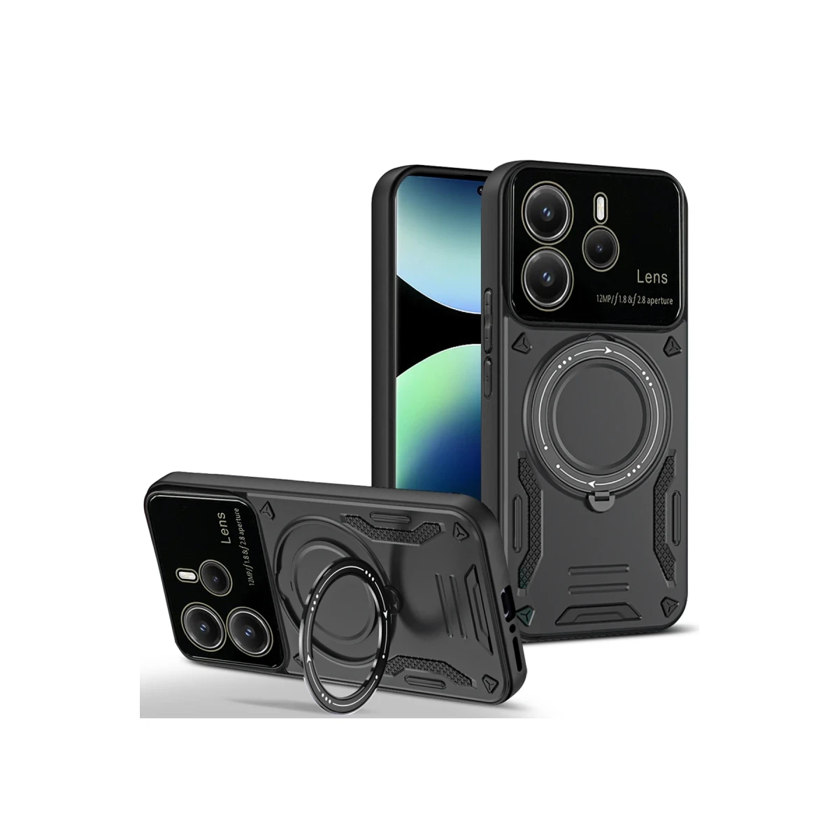Newface Xiaomi Redmi Note 14 4G Kılıf Joy Lens Standlı Kapak - Siyah — görsel 4