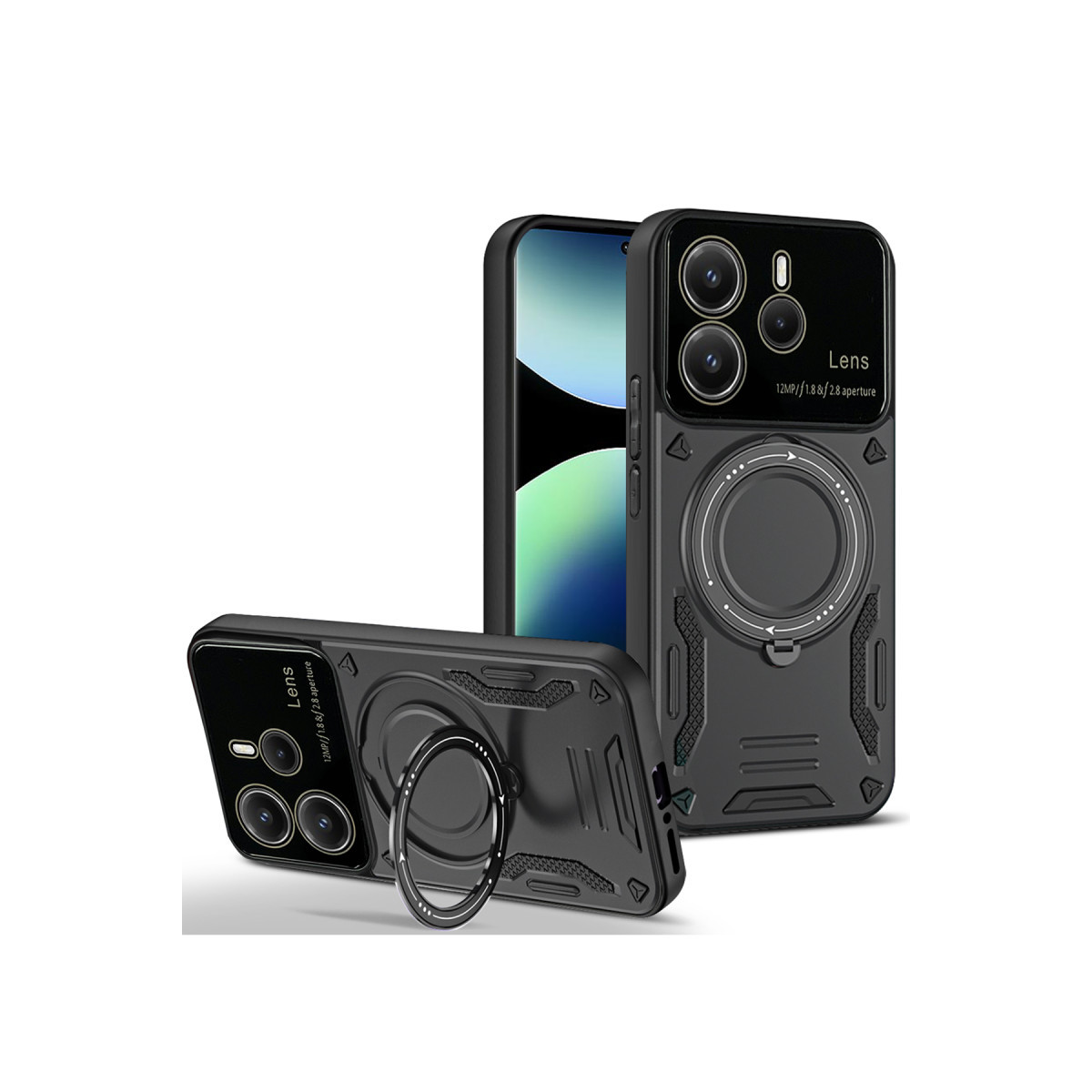 Newface Xiaomi Redmi Note 14 4G Kılıf Joy Lens Standlı Kapak - Siyah — görsel 7