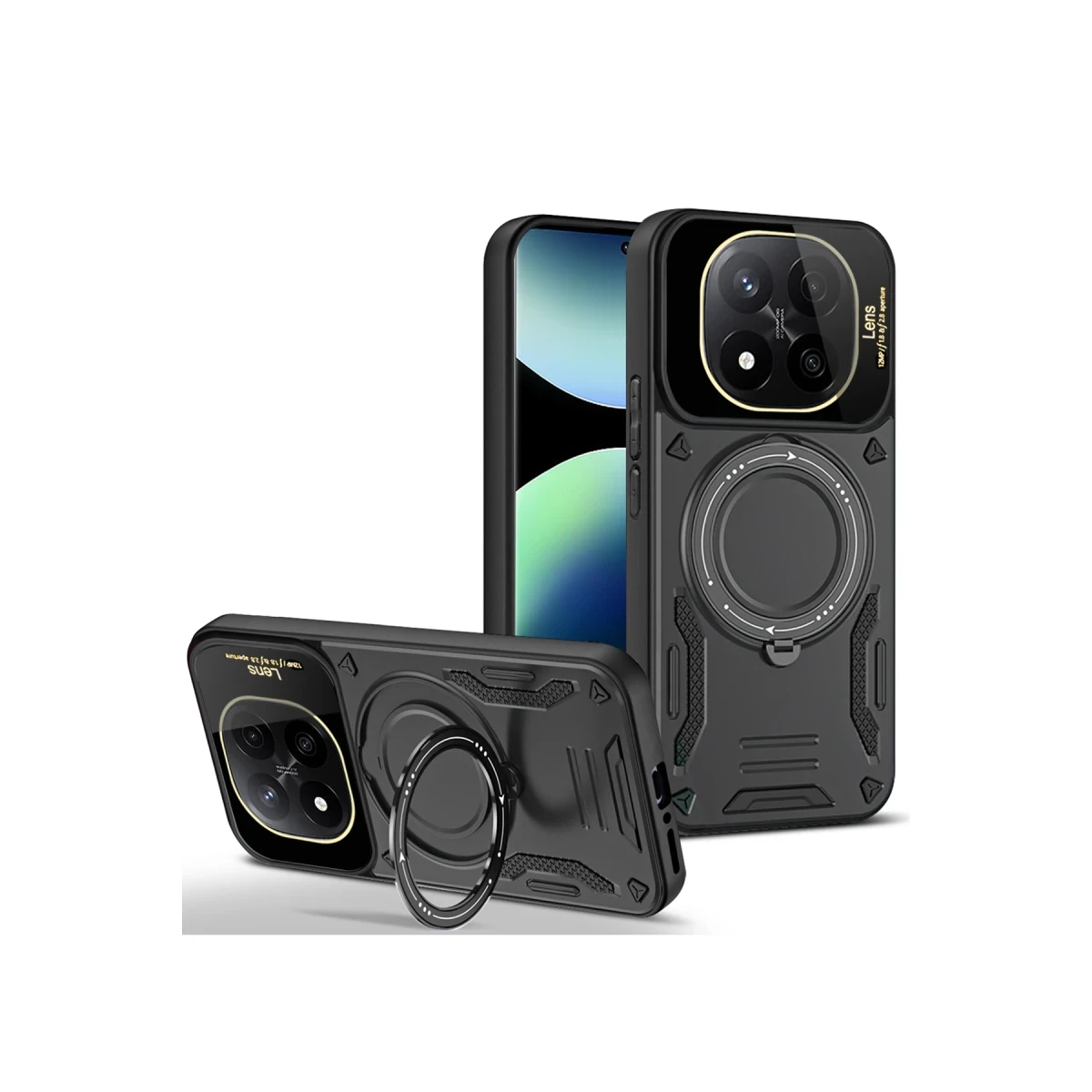Newface Xiaomi Redmi Note 14 Pro 4G Kılıf Joy Lens Standlı Kapak - Siyah — görsel 4