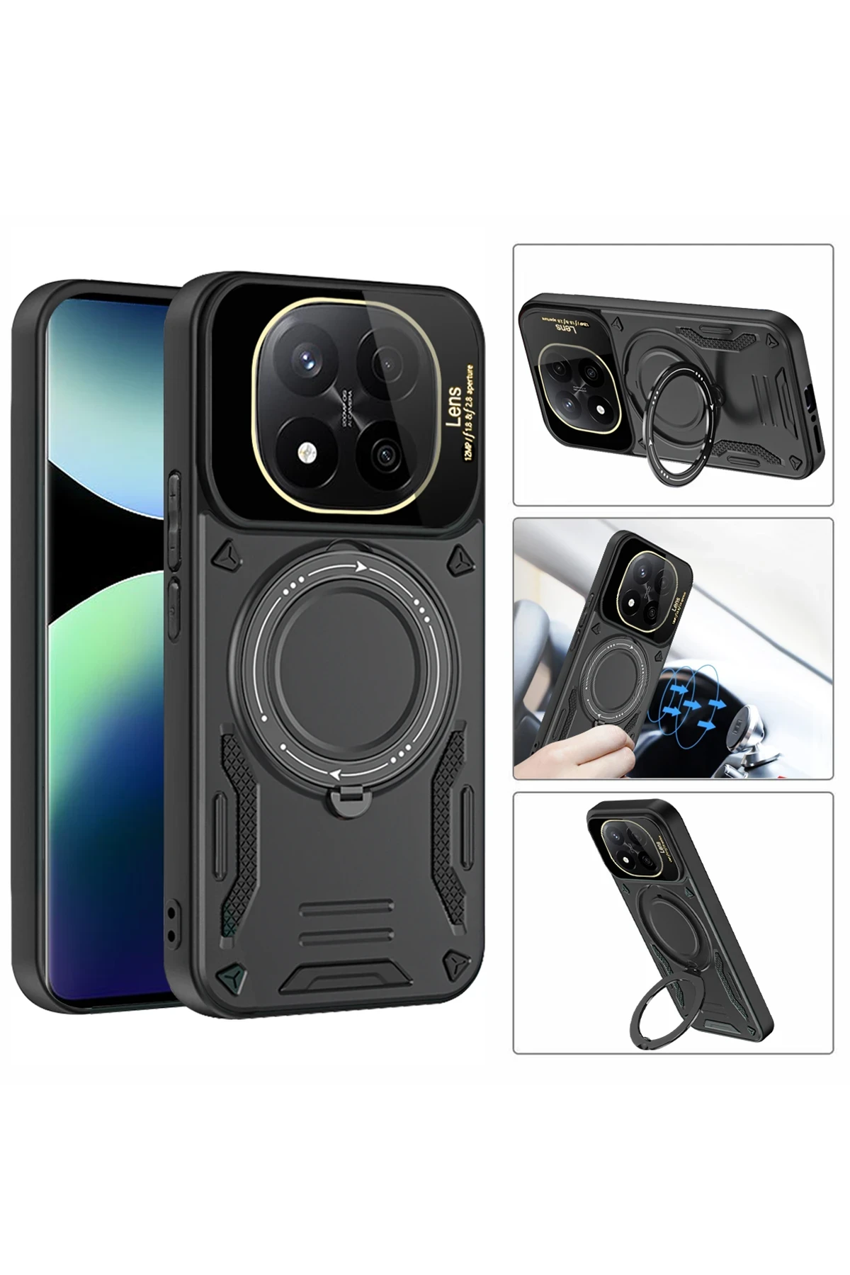 Newface Xiaomi Redmi Note 14 Pro 4G Kılıf Joy Lens Standlı Kapak - Siyah