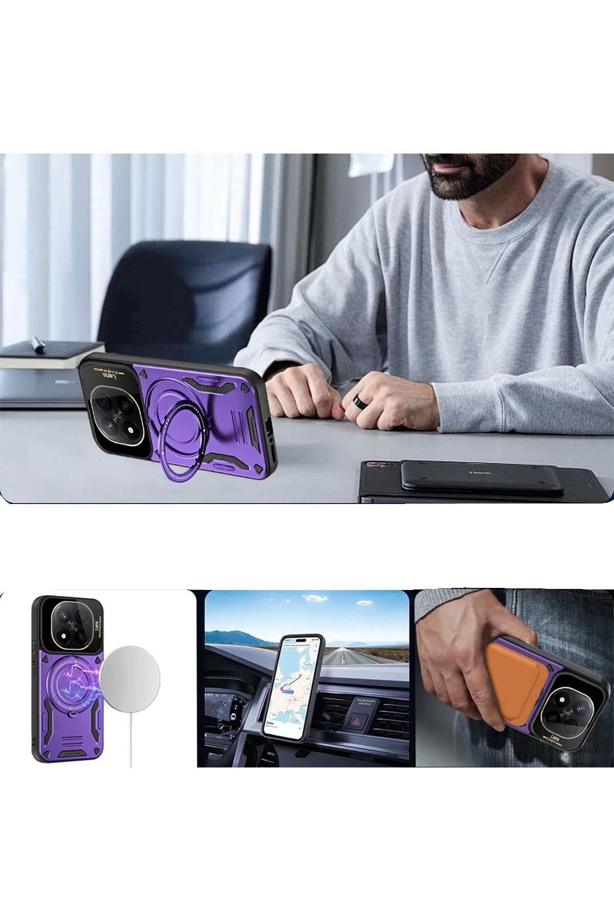 Newface Xiaomi Redmi Note 14 Pro 4G Kılıf Joy Lens Standlı Kapak - Siyah