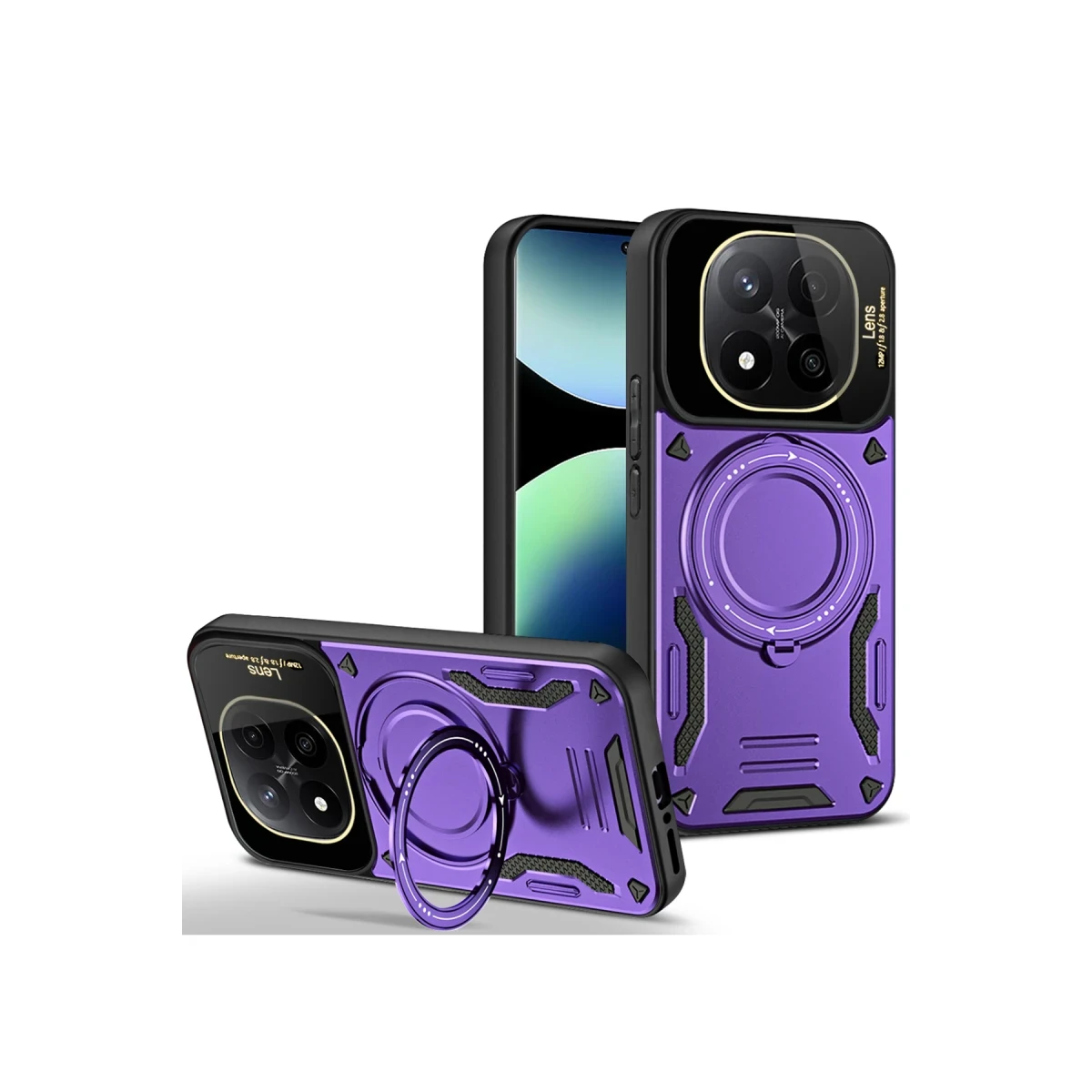 Newface Xiaomi Redmi Note 14 Pro 4G Kılıf Joy Lens Standlı Kapak - Mor