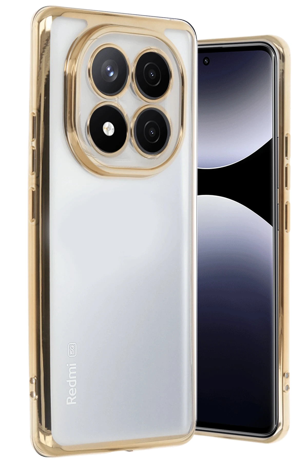 Newface Xiaomi Redmi Note 14 Pro 4G Kılıf Razer Lensli Silikon - Gold