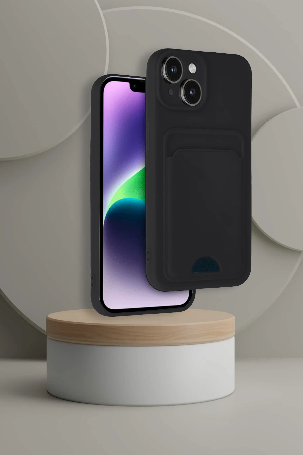 Newface iPhone 14 Kılıf Kelvin Kartvizitli Silikon - Koyu Yeşil