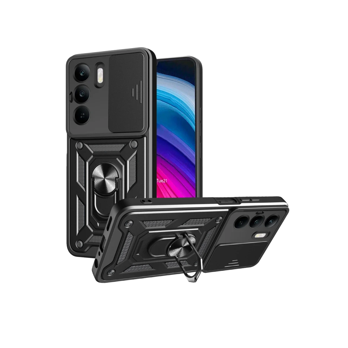 Newface Realme C75 4G Kılıf Pars Lens Yüzüklü Silikon - Siyah — görsel 3