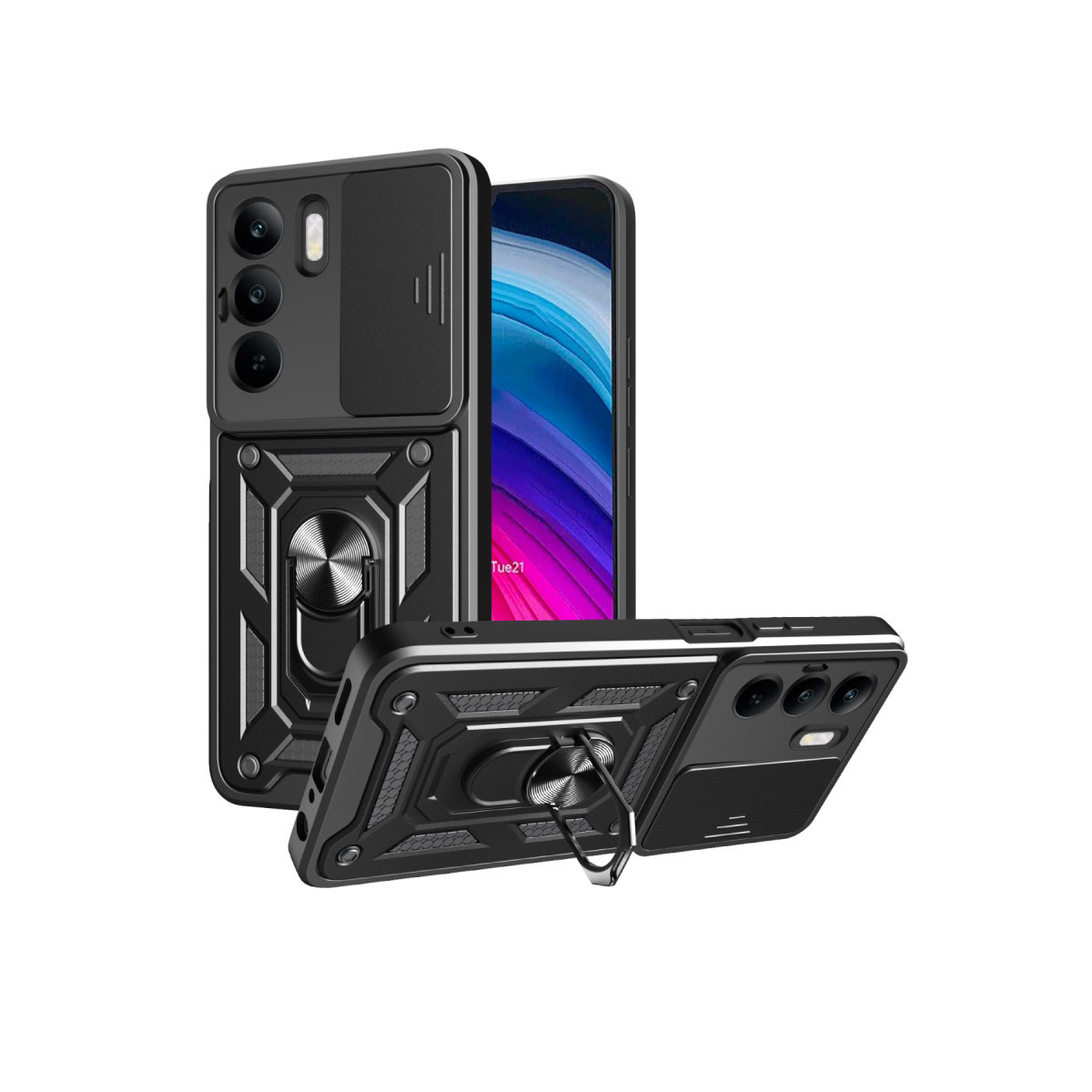 Newface Realme C75 4G Kılıf Pars Lens Yüzüklü Silikon - Siyah — görsel 5