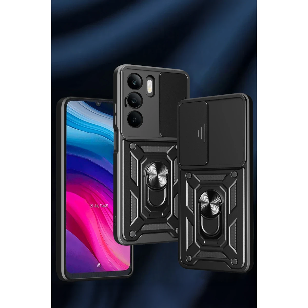 Newface Realme C75 4G Kılıf Pars Lens Yüzüklü Silikon - Siyah — görsel 4