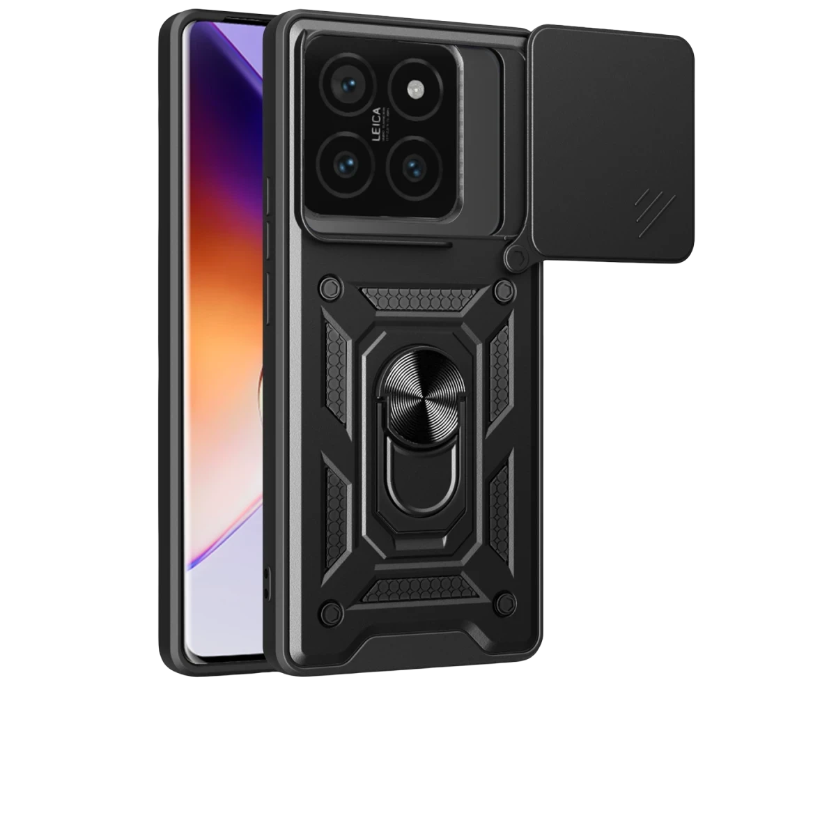Newface Xiaomi Mi 14T Pro Kılıf Pars Lens Yüzüklü Silikon - Siyah — görsel 4