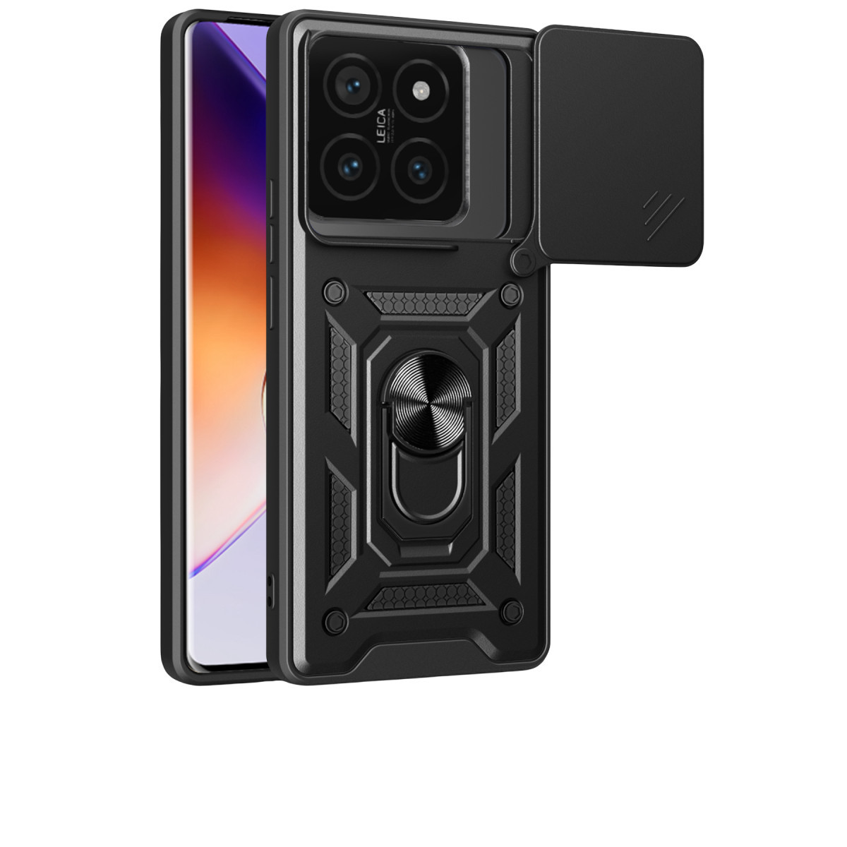 Newface Xiaomi Mi 14T Pro Kılıf Pars Lens Yüzüklü Silikon - Siyah — görsel 7