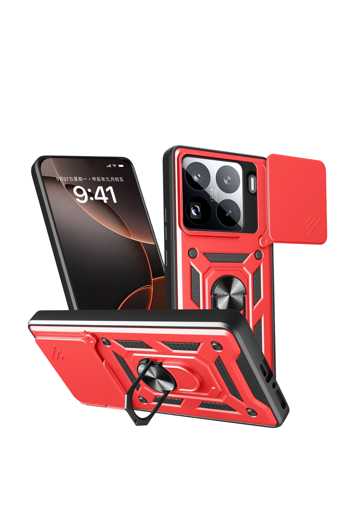 Newface Xiaomi Mi 15 Pro Kılıf Pars Lens Yüzüklü Silikon - Kırmızı