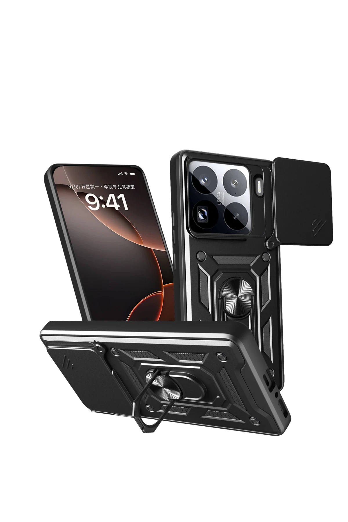 Newface Xiaomi Mi 15 Pro Kılıf Pars Lens Yüzüklü Silikon - Siyah