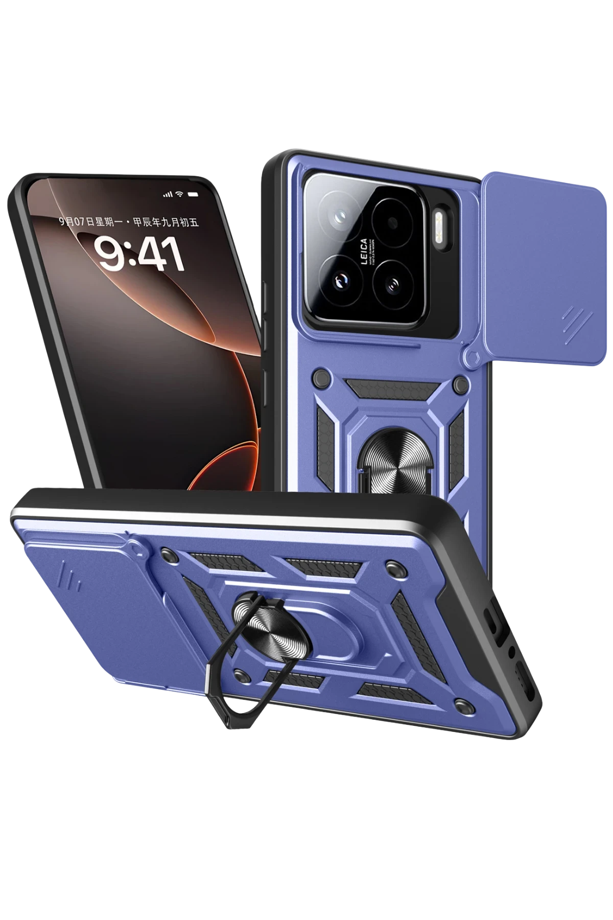 Newface Xiaomi Mi 15 Kılıf Pars Lens Yüzüklü Silikon - Lacivert