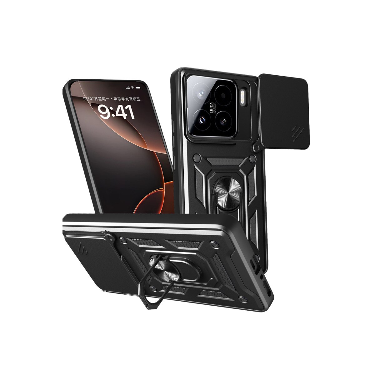 Newface Xiaomi Mi 15 Kılıf Pars Lens Yüzüklü Silikon - Siyah — görsel 9