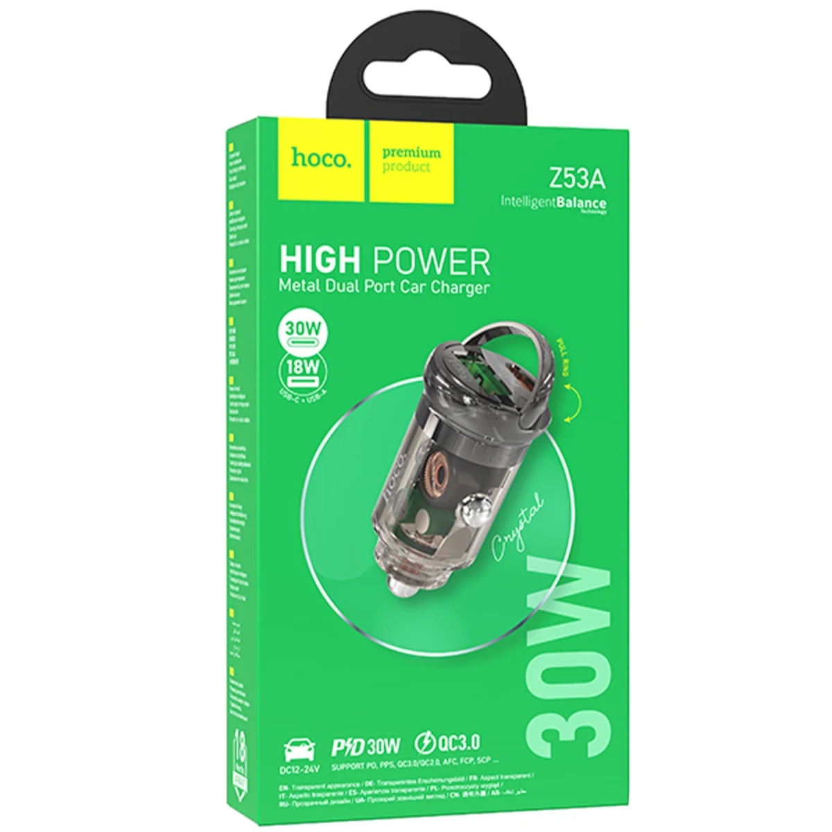 Hoco. Z53A PD 30W Type-C ve USB Çıkışlı Araç Şarjı - Siyah