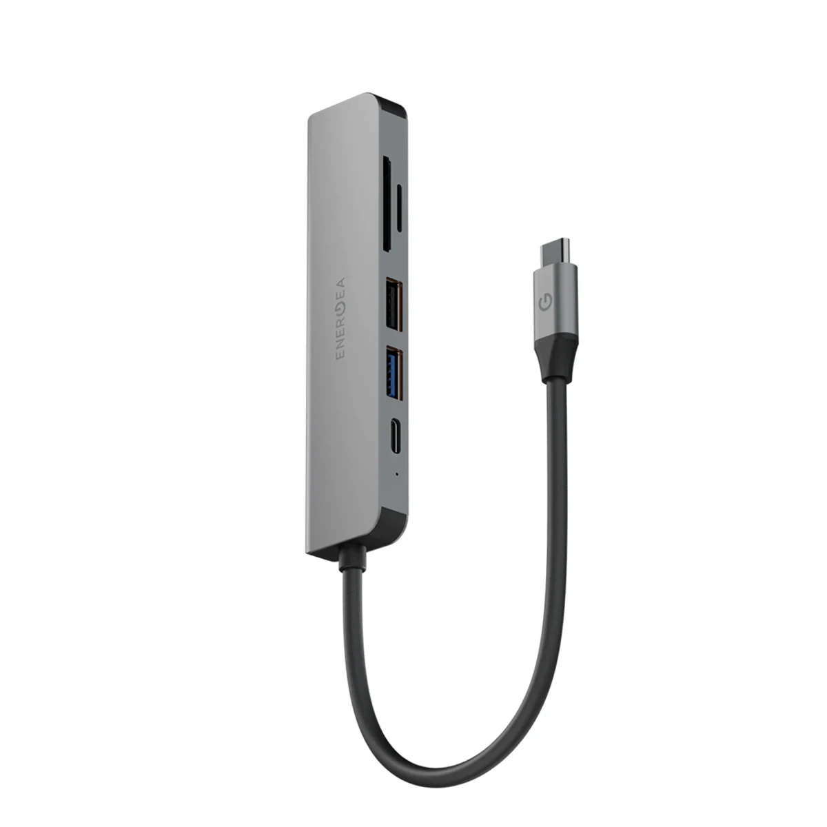 Energea AluHub HD3 60W Type-C PD Şarj Destekli 6in1 4K Hub Dönüştürücü - Koyu Gri