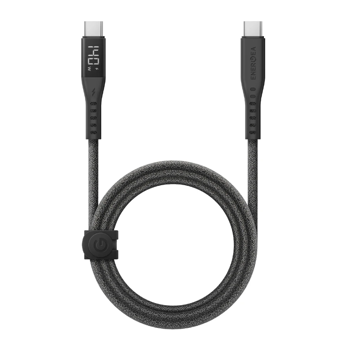 Energea Flow 1.5M 240W Dijital Göstergeli Type-C to Type-C PD Hızlı Şarj Kablo - Siyah