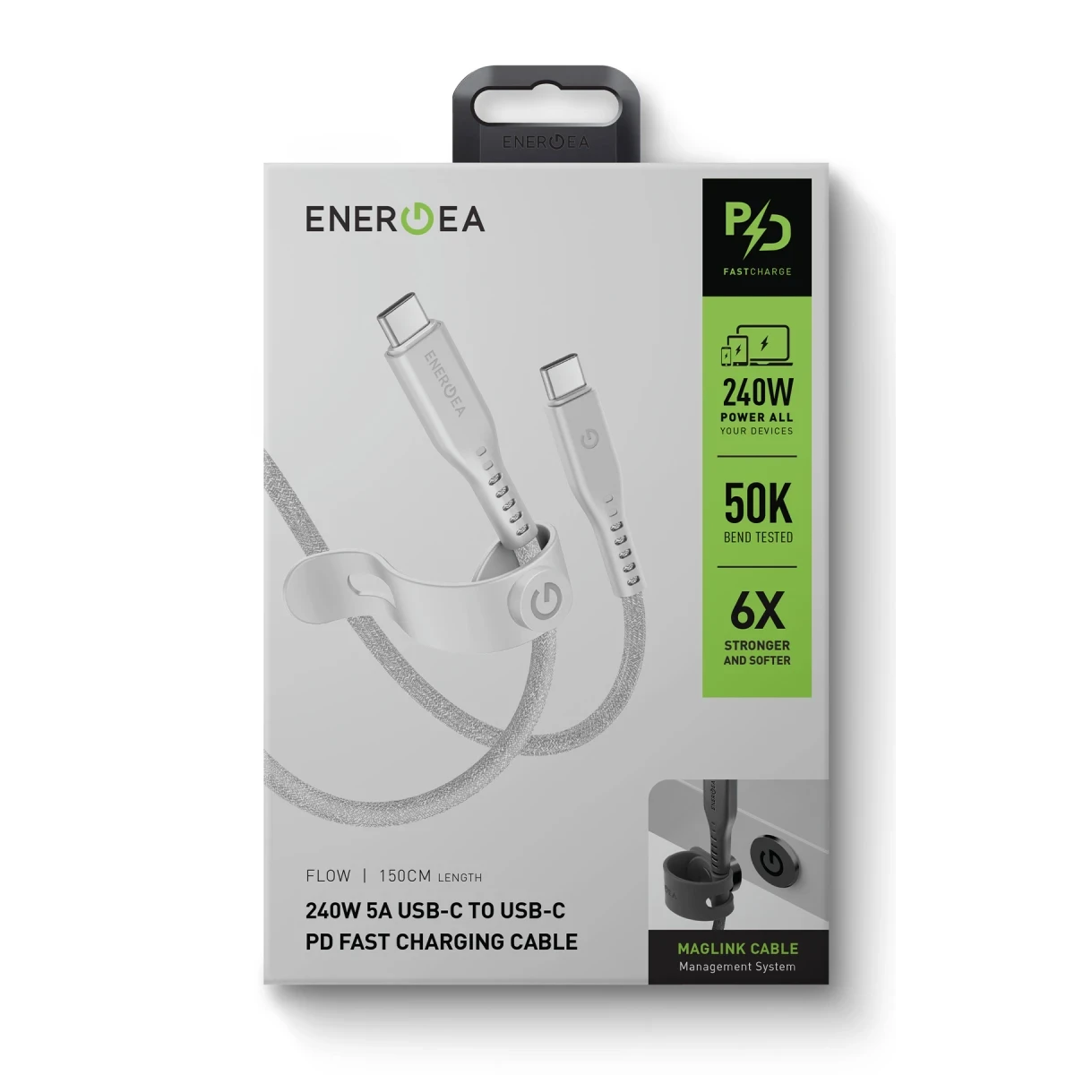 Energea Flow 1.5M 240W Type-C to Type-C PD Hızlı Şarj Kablo - Siyah
