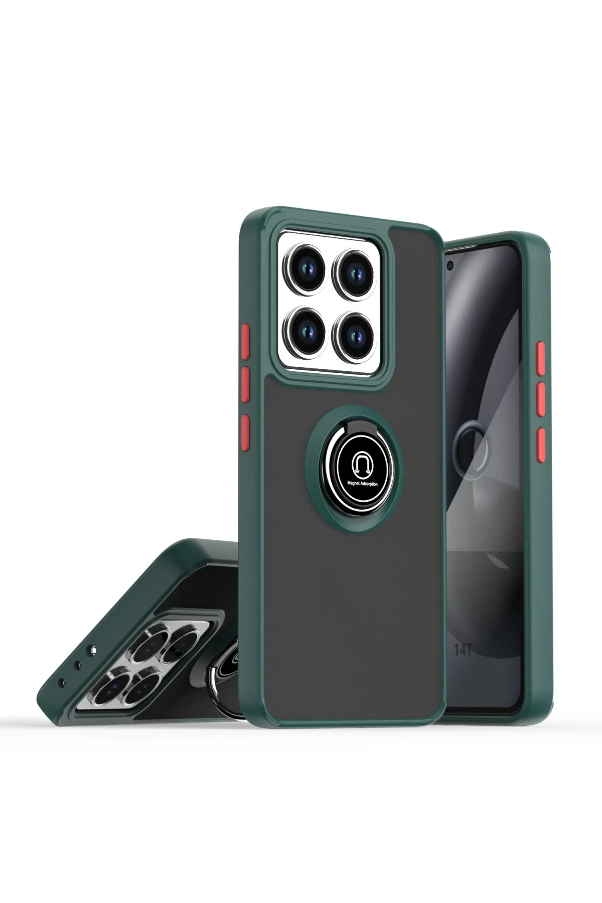 Newface Xiaomi Mi 14T Montreal Yüzüklü Silikon Kapak - Yeşil