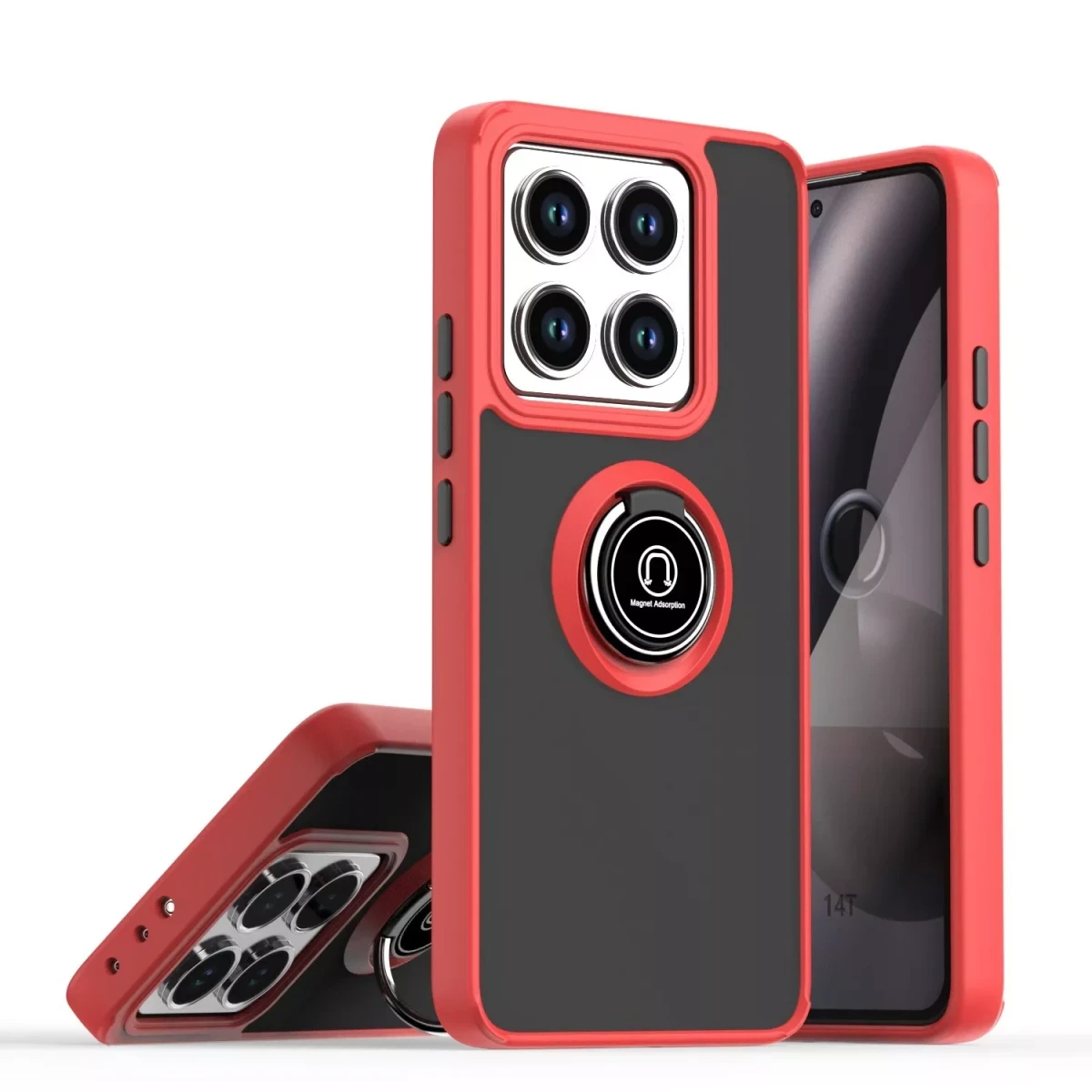 Newface Xiaomi Mi 14T Montreal Yüzüklü Silikon Kapak - Kırmızı — görsel 4