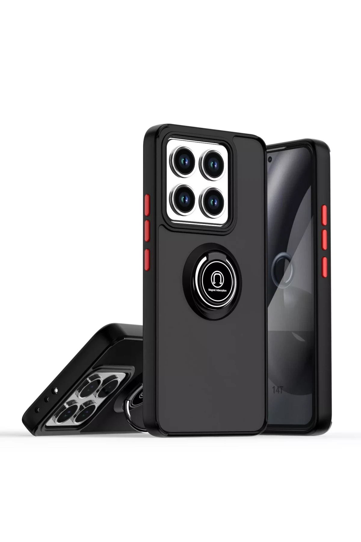 Newface Xiaomi Mi 14T Pro Kılıf Montreal Yüzüklü Silikon Kapak - Siyah