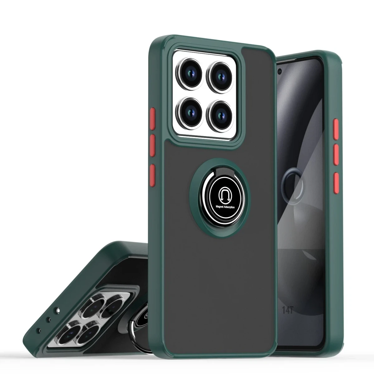 Newface Xiaomi Mi 14T Pro Kılıf Montreal Yüzüklü Silikon Kapak - Yeşil