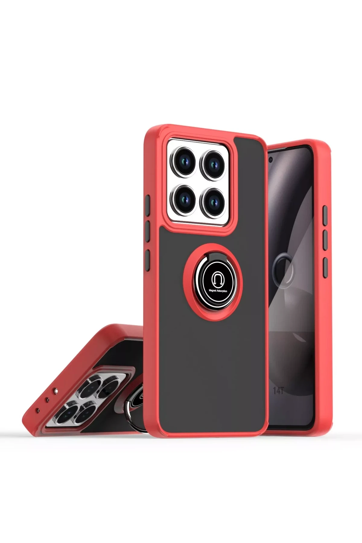 Newface Xiaomi Mi 15 Pro Kılıf Montreal Yüzüklü Silikon Kapak - Kırmızı