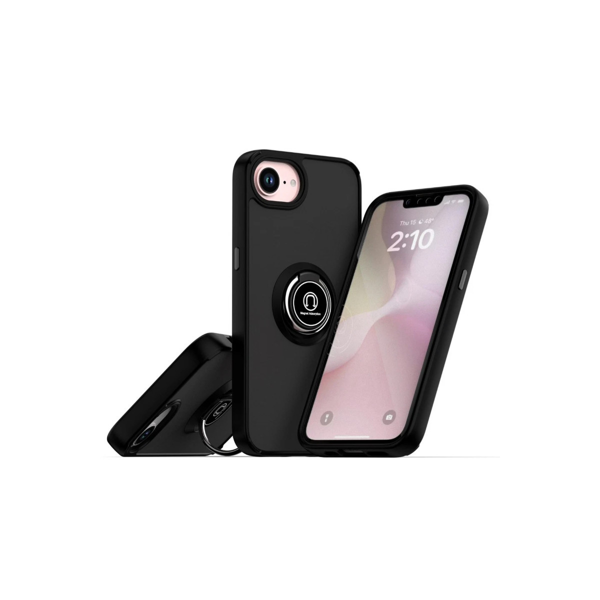Newface Apple iPhone 16E Kılıf Montreal Yüzüklü Silikon Kapak - Siyah — görsel 3