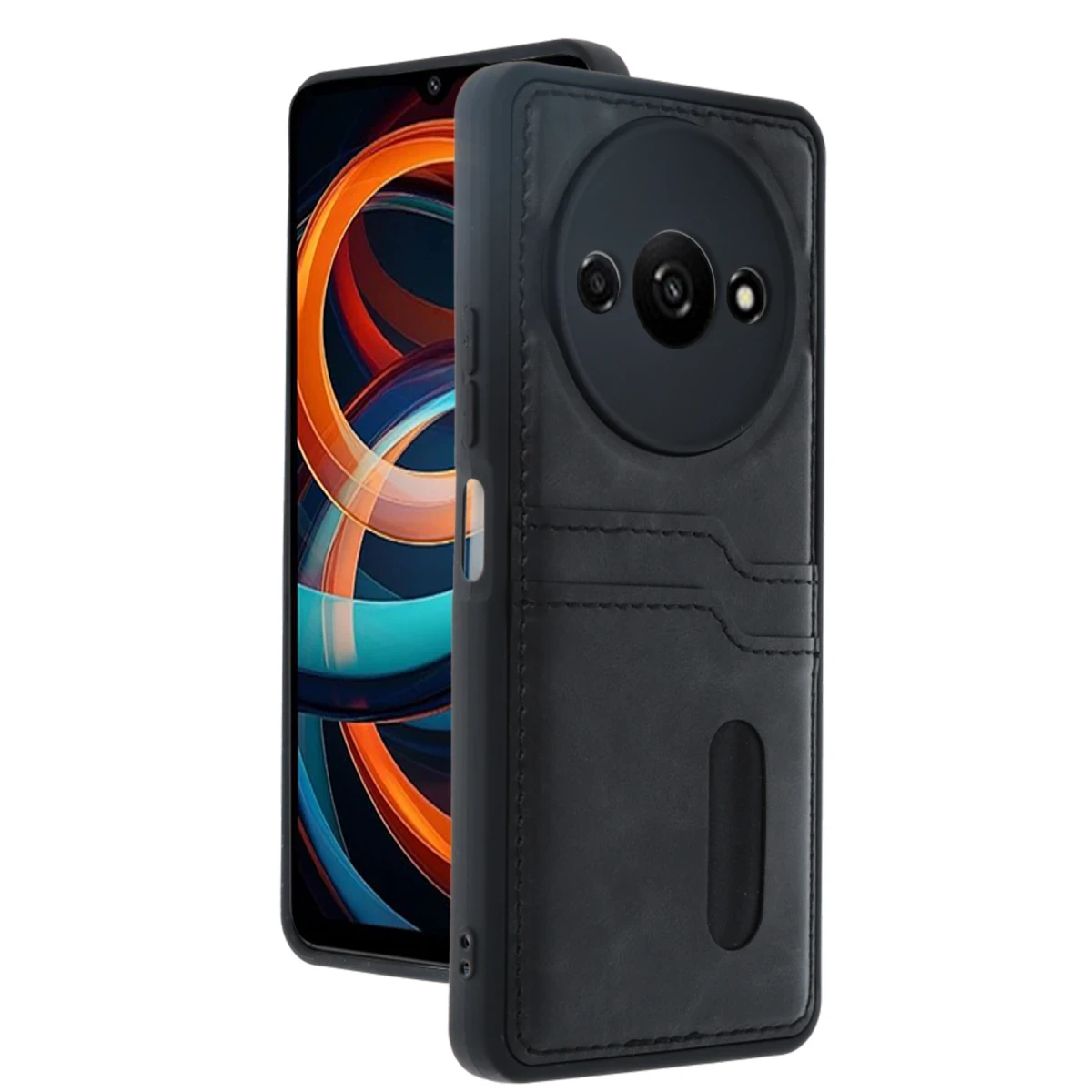 Newface Xiaomi Redmi A3 4G Kılıf Sara Kartvizitli Deri Kılıf - Siyah — görsel 2