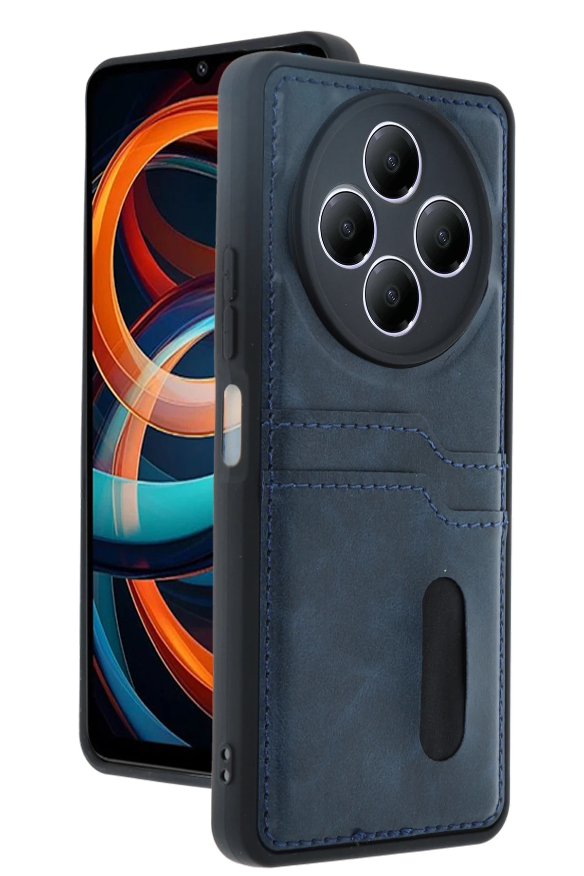 Newface Xiaomi Redmi 14C Kılıf Sara Kartvizitli Deri Kılıf - Lacivert