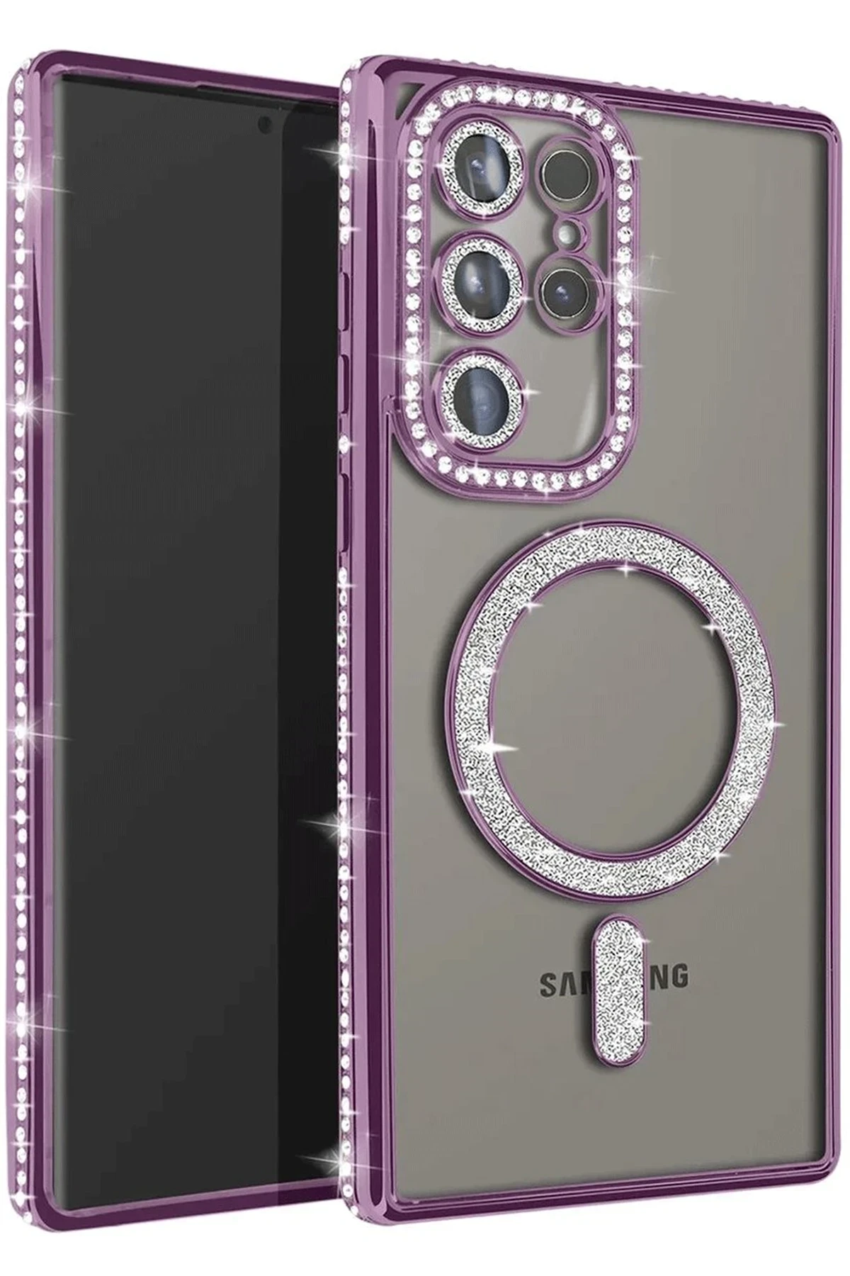 Newface Samsung Galaxy S23 Ultra Joke Simli Magneticsafe Kılıf - Derin Mor