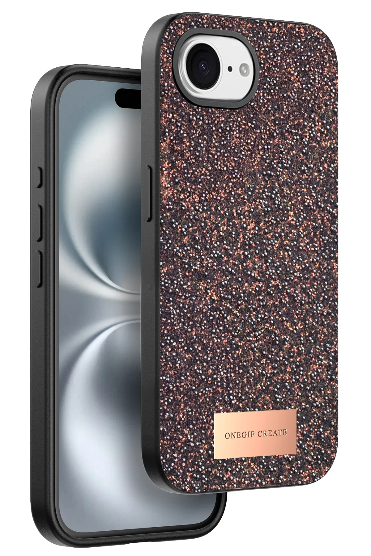 Onegif Apple iPhone 16E Bright Simli Kapak - Derin Mor