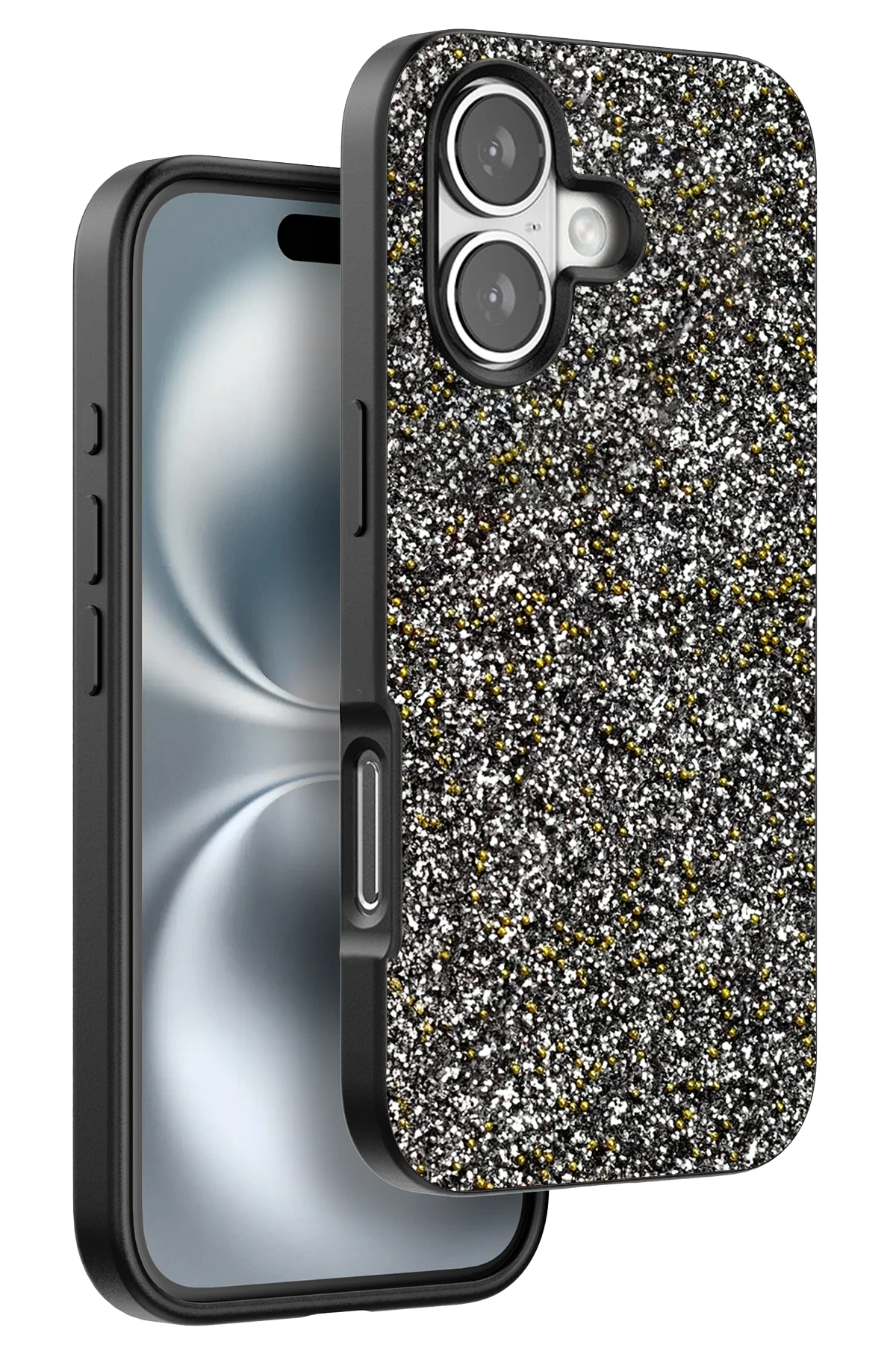 Onegif iPhone 16 Plus Bright Simli Kapak - Gümüş