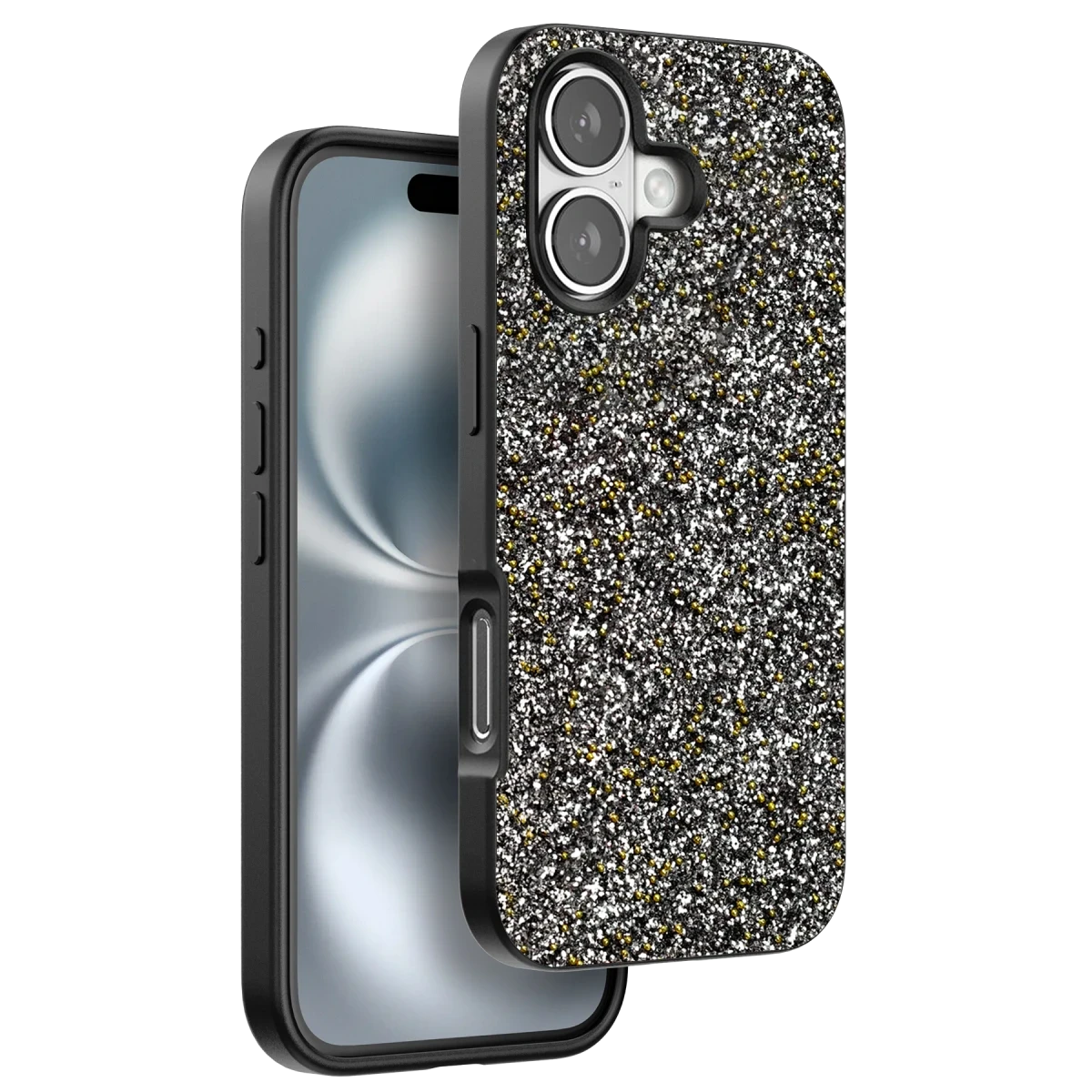 Onegif Apple iPhone 16 Plus Bright Simli Kapak - Gümüş