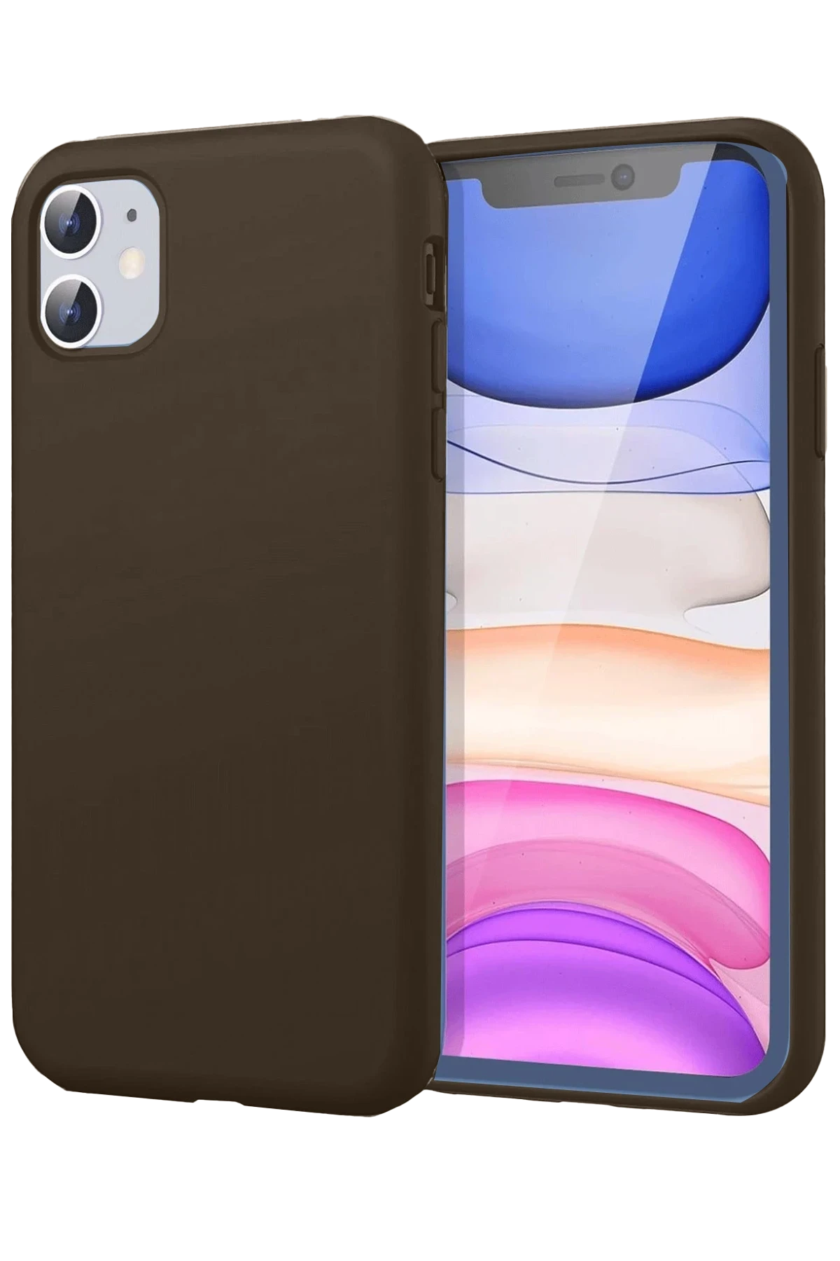 Newface iPhone 11 Kılıf First Silikon - Kahverengi