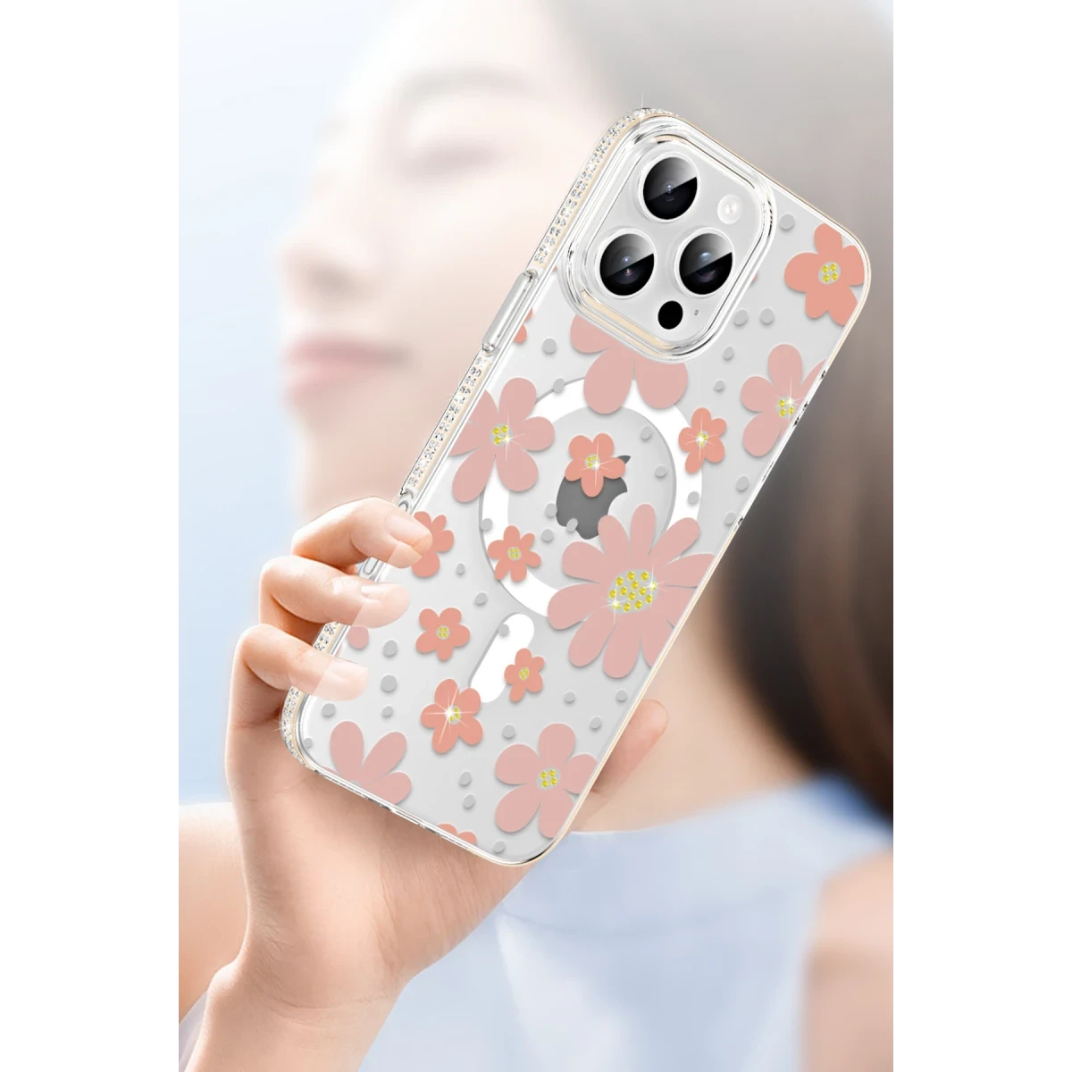 Joko Apple iPhone 15 Pro Max Floral Magsafe Kapak - Beyaz — görsel 9