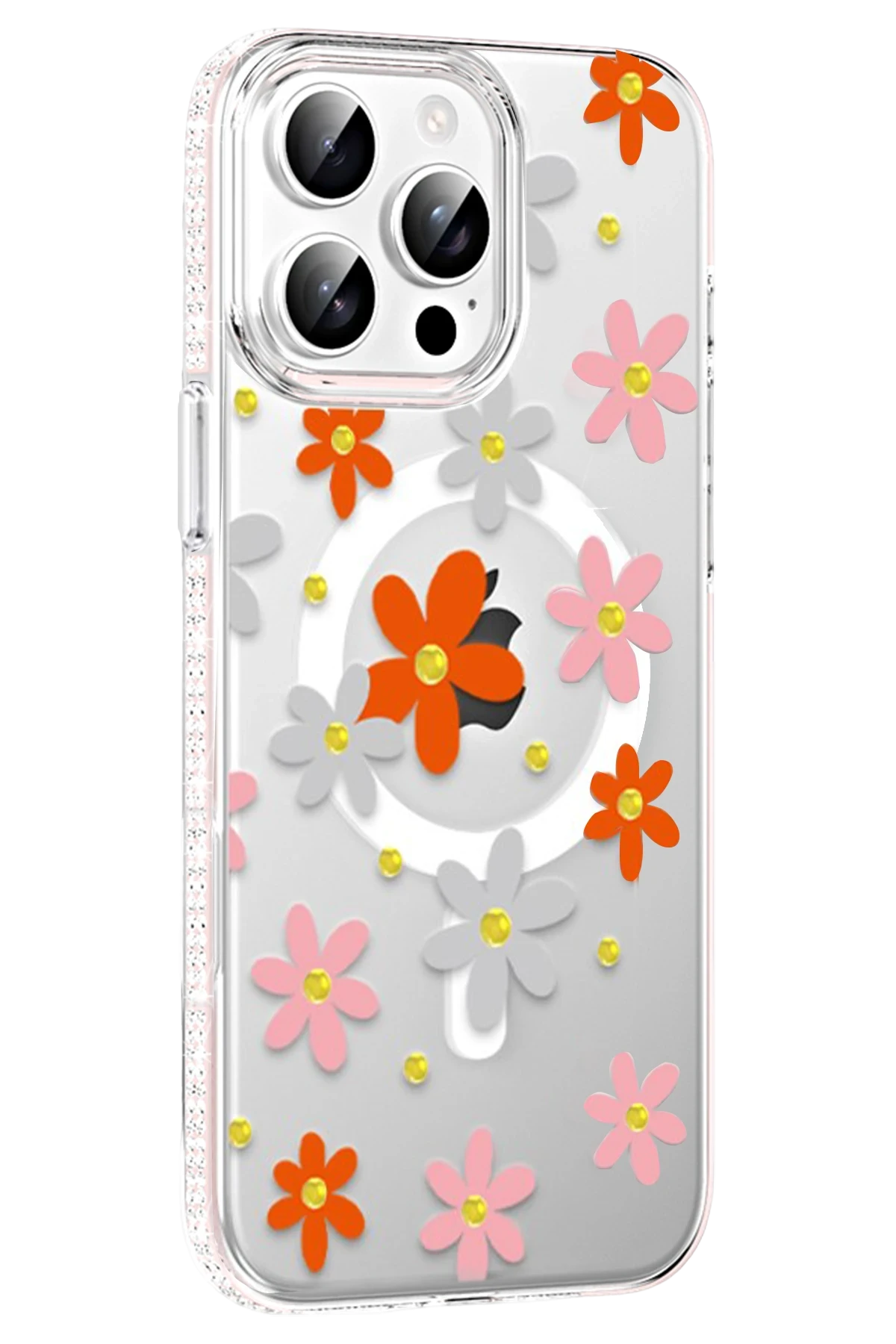Joko Apple iPhone 15 Pro Floral Magsafe Kapak - Turuncu