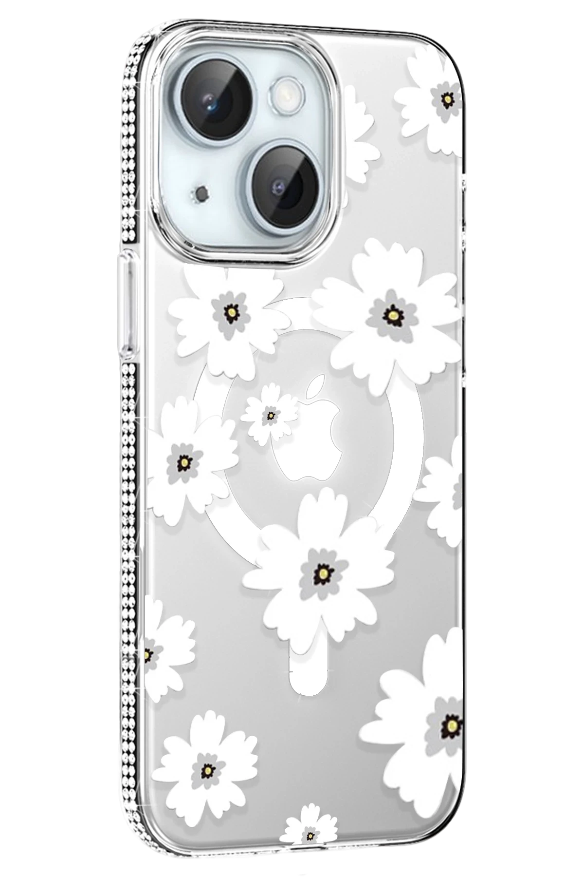 Joko Apple iPhone 15 Floral Magsafe Kapak - Beyaz