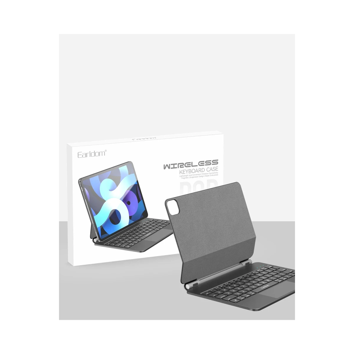 Earldom Apple KB8 iPad Air 4 10.9 Kablosuz Klavyeli Tablet Kılıfı - Siyah