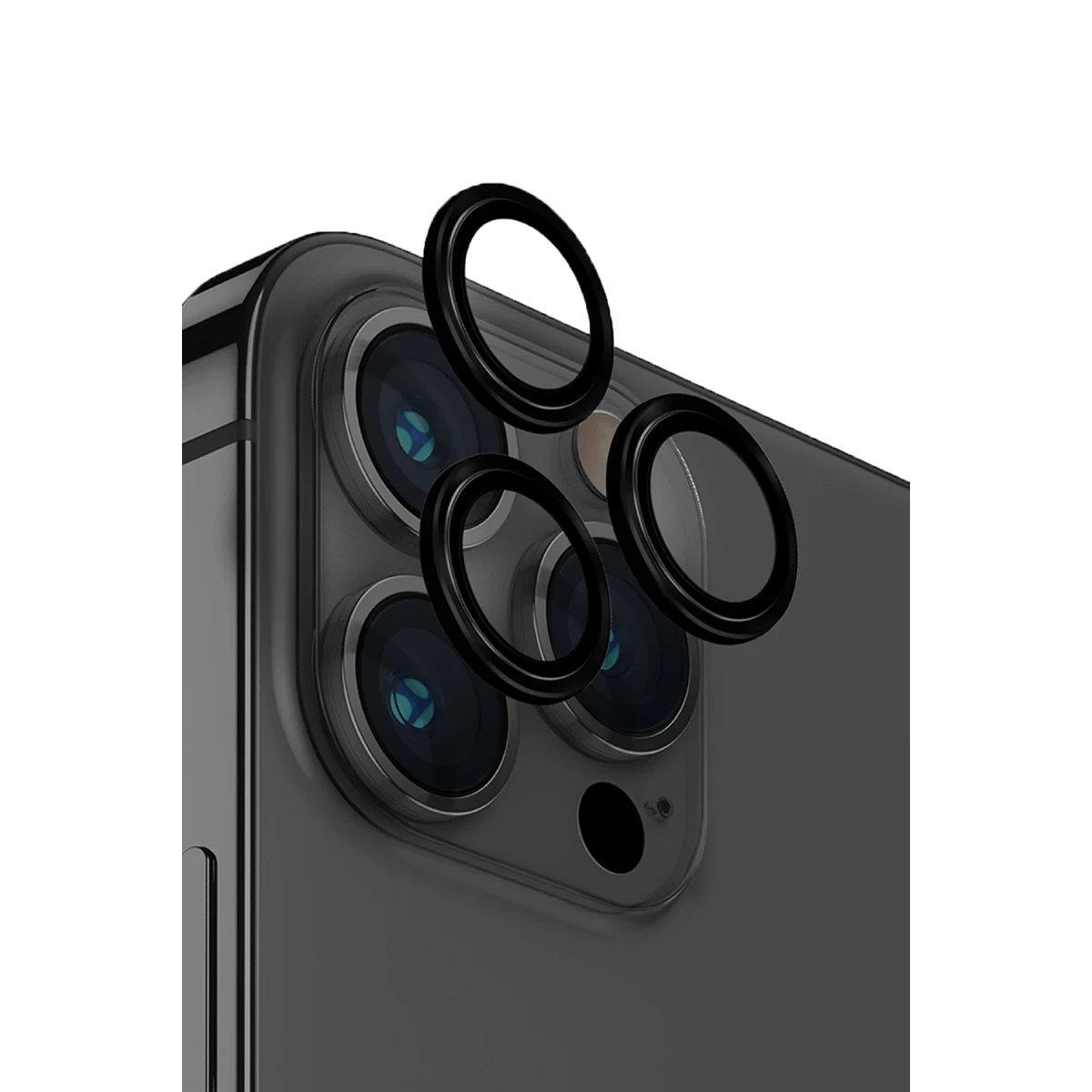 Uniq Apple iPhone 15 Pro Optix Alüminyum Kamera Lens Koruyucu - Siyah