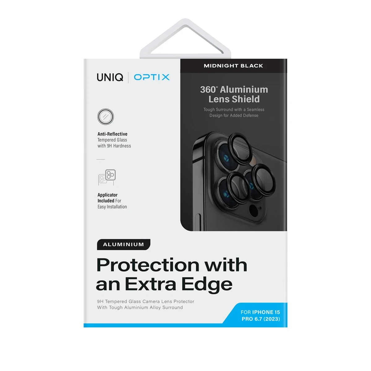 Uniq Apple iPhone 15 Pro Optix Alüminyum Kamera Lens Koruyucu - Siyah