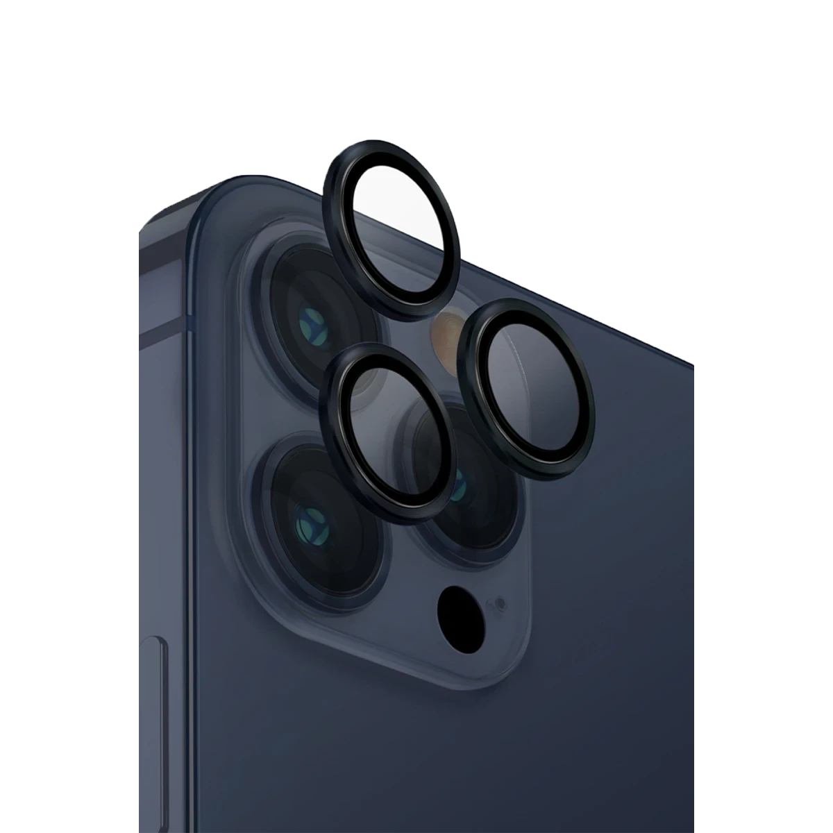 Uniq Apple iPhone 15 Pro Optix Alüminyum Kamera Lens Koruyucu - Lacivert