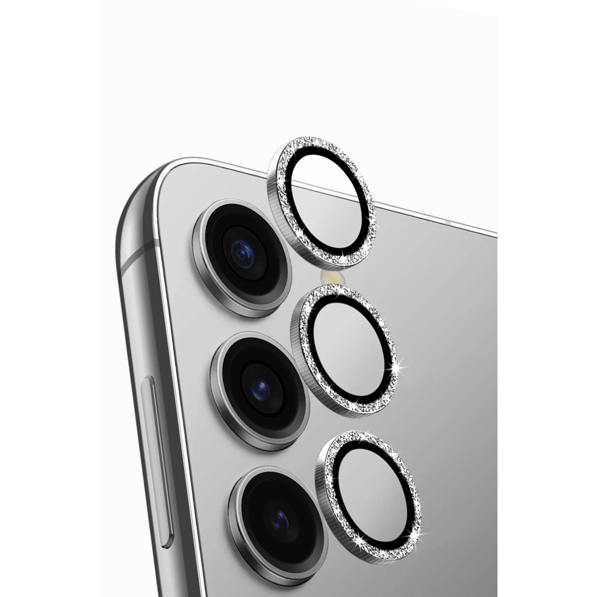 Uniq Samsung Galaxy S24 Plus Optix Simli Alüminyum Kamera Lens Koruyucu - Gümüş