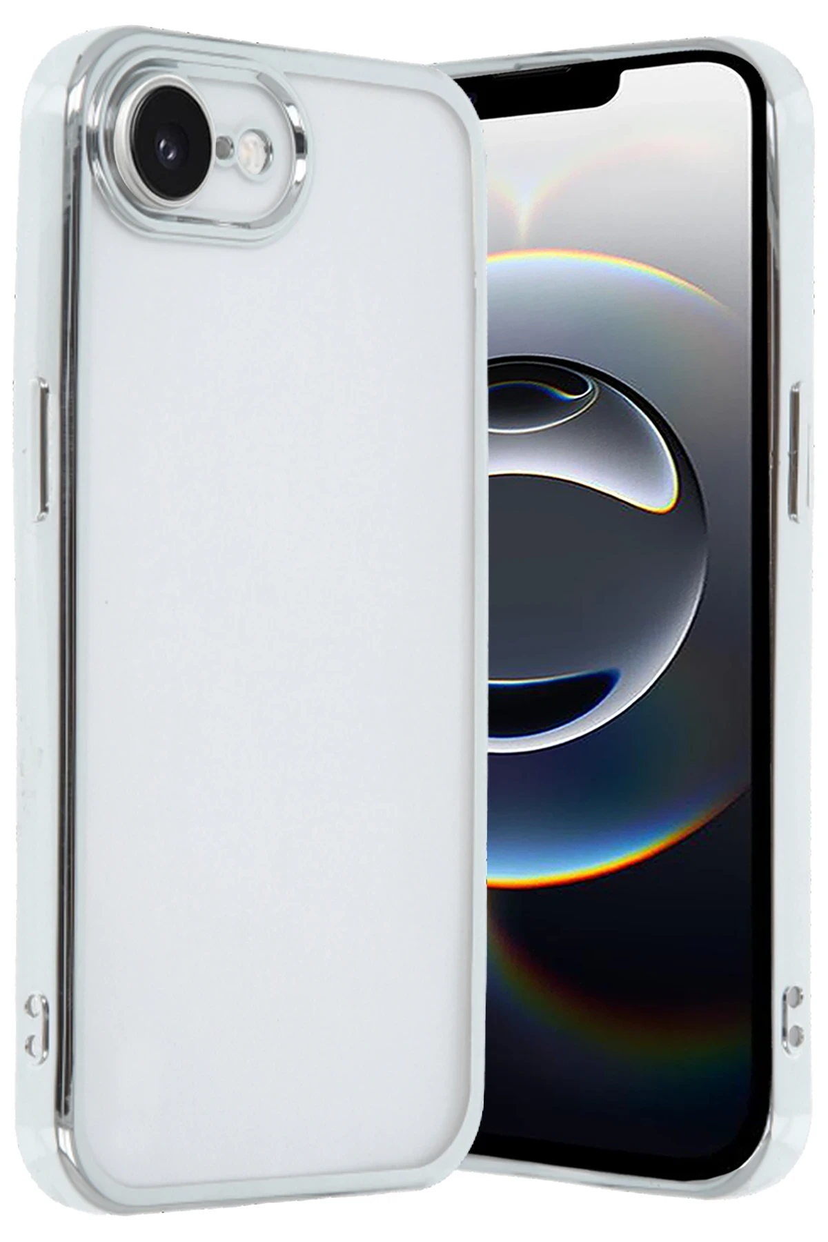Newface iPhone 16E Kılıf Razer Lensli Silikon - Gümüş