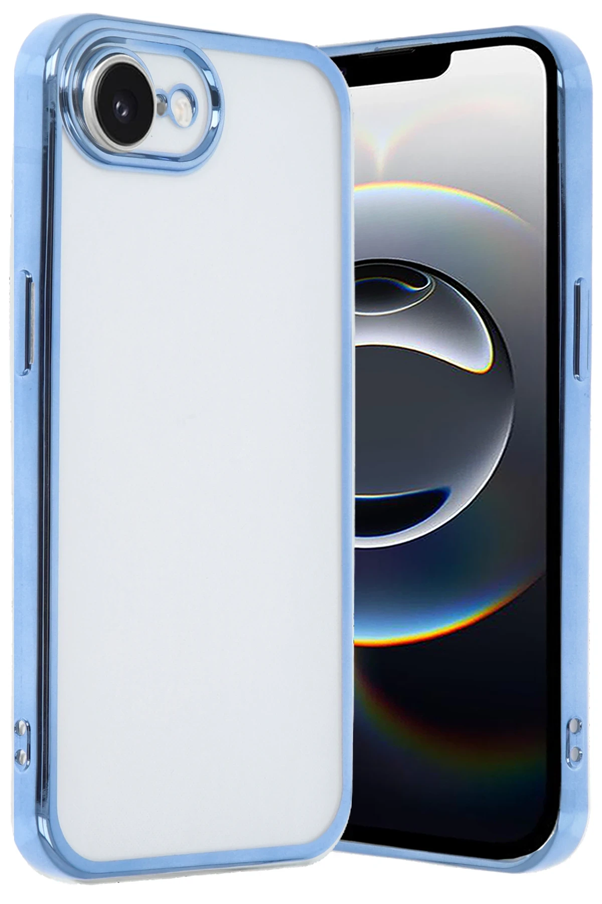 Newface iPhone 16E Kılıf Razer Lensli Silikon - Açık Mavi