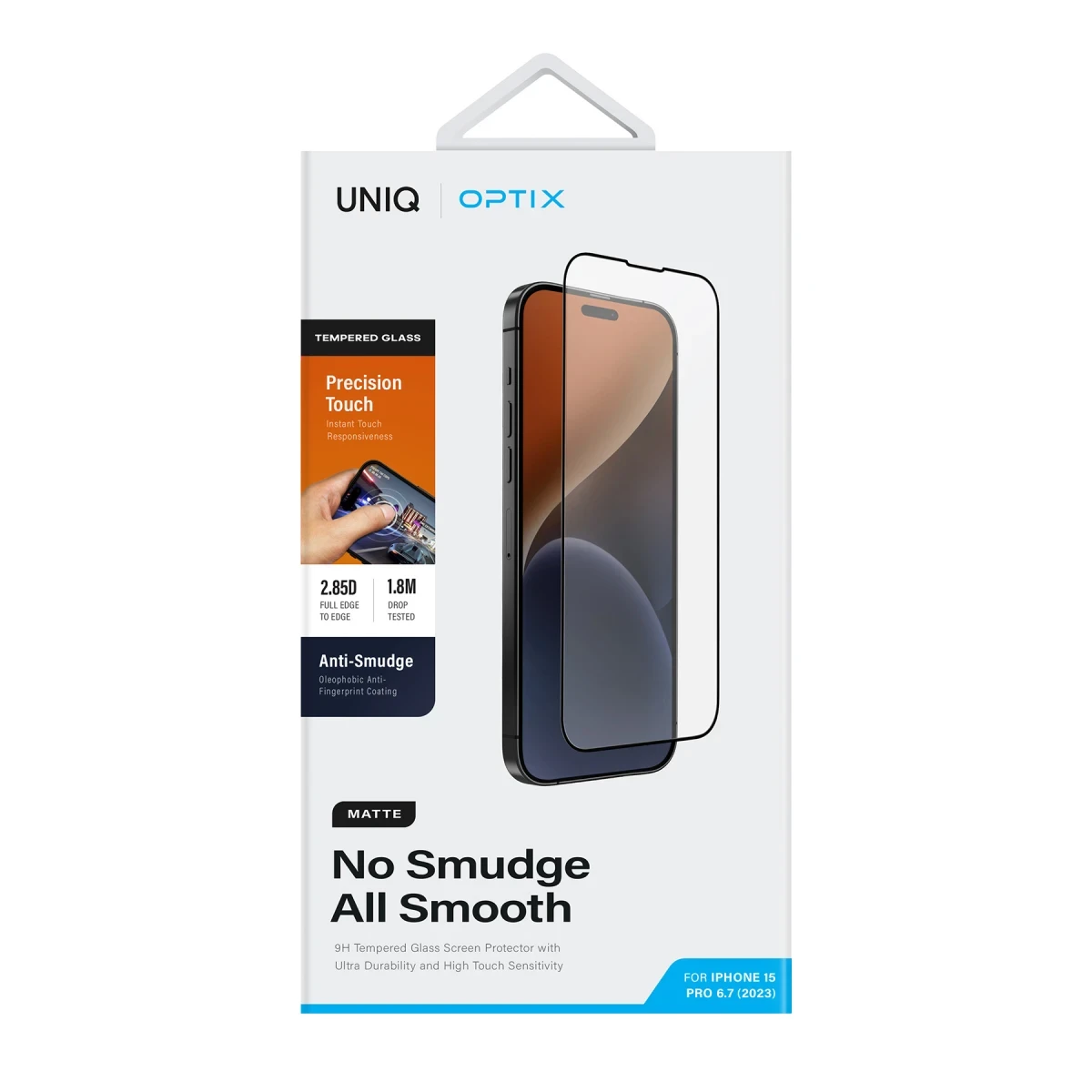 Uniq Apple iPhone 15 Optix Mat Ekran Koruyucu - Siyah