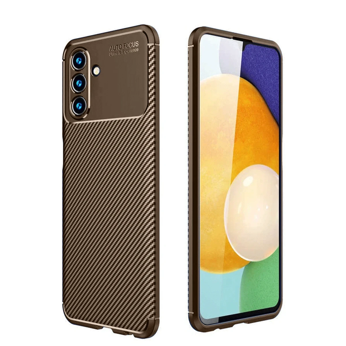Newface Samsung Galaxy A36 Kılıf Auto Focus Karbon Kapak - Kahverengi