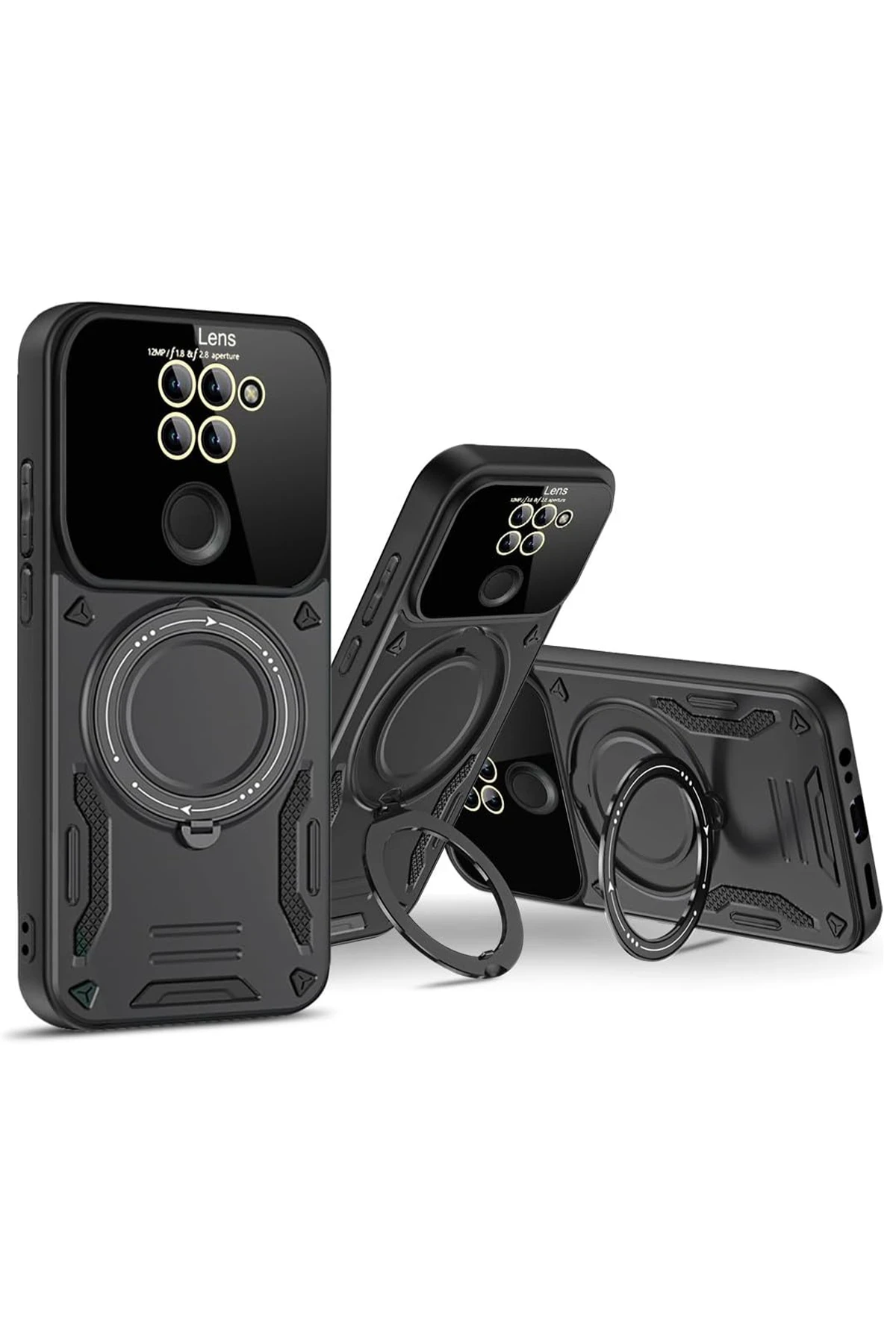 Newface Xiaomi Redmi Note 9 Joy Lens Standlı Kapak - Siyah — görsel 3