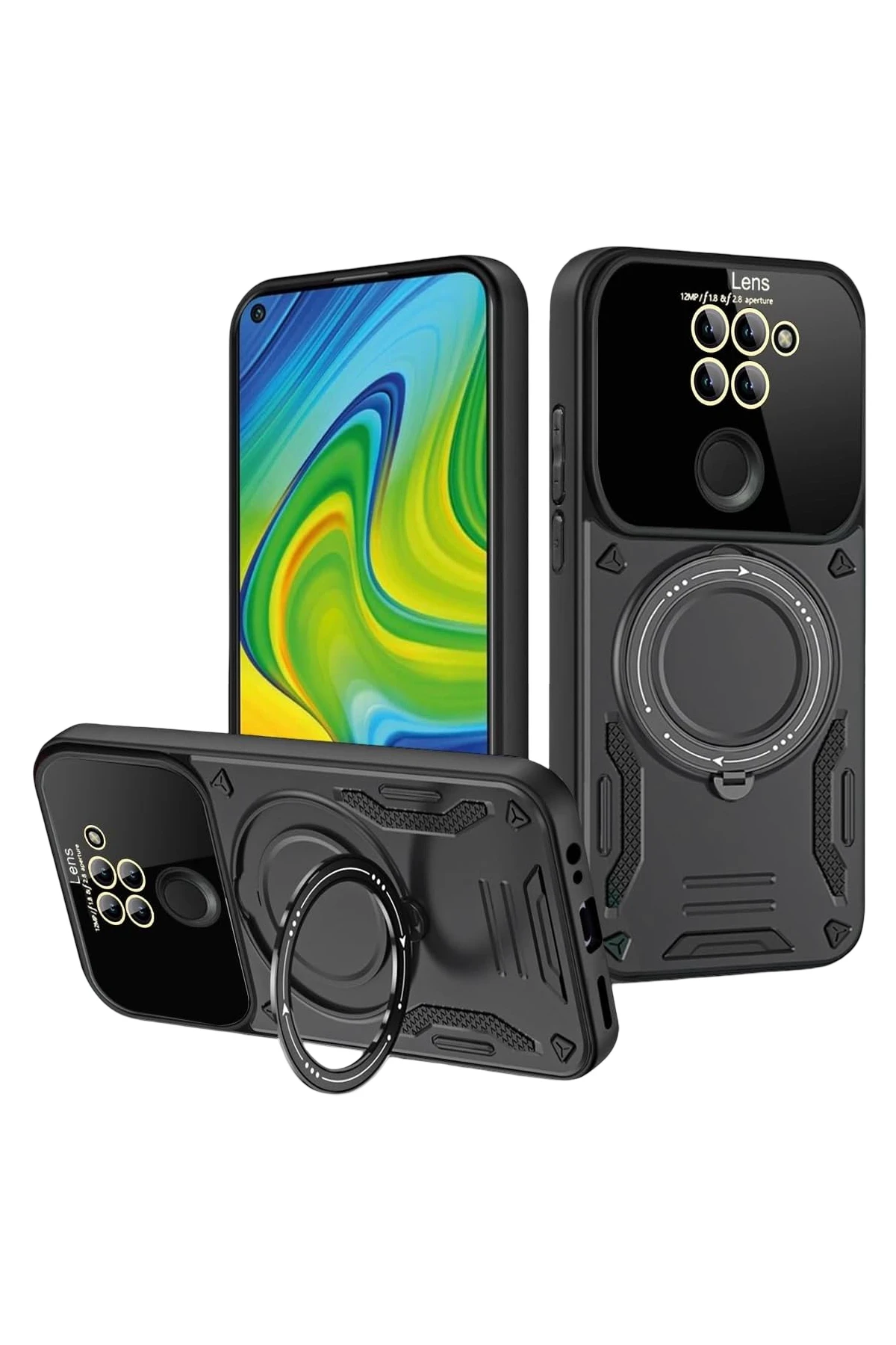 Newface Xiaomi Redmi Note 9 Joy Lens Standlı Kapak - Siyah