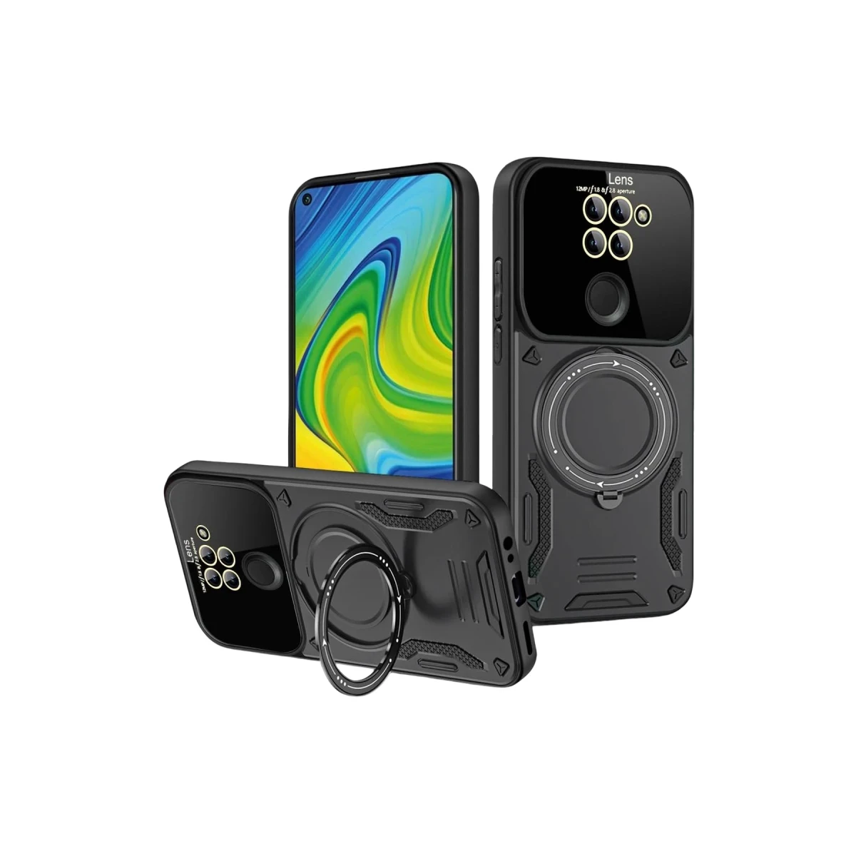Newface Xiaomi Redmi Note 9 Joy Lens Standlı Kapak - Siyah — görsel 4